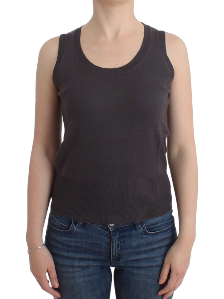 Brown knit tank top