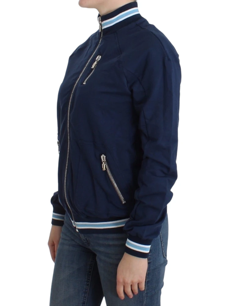 Blue zip cotton cardigan alternative