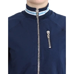 Blue zip cotton cardigan