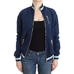 Blue zip cotton cardigan