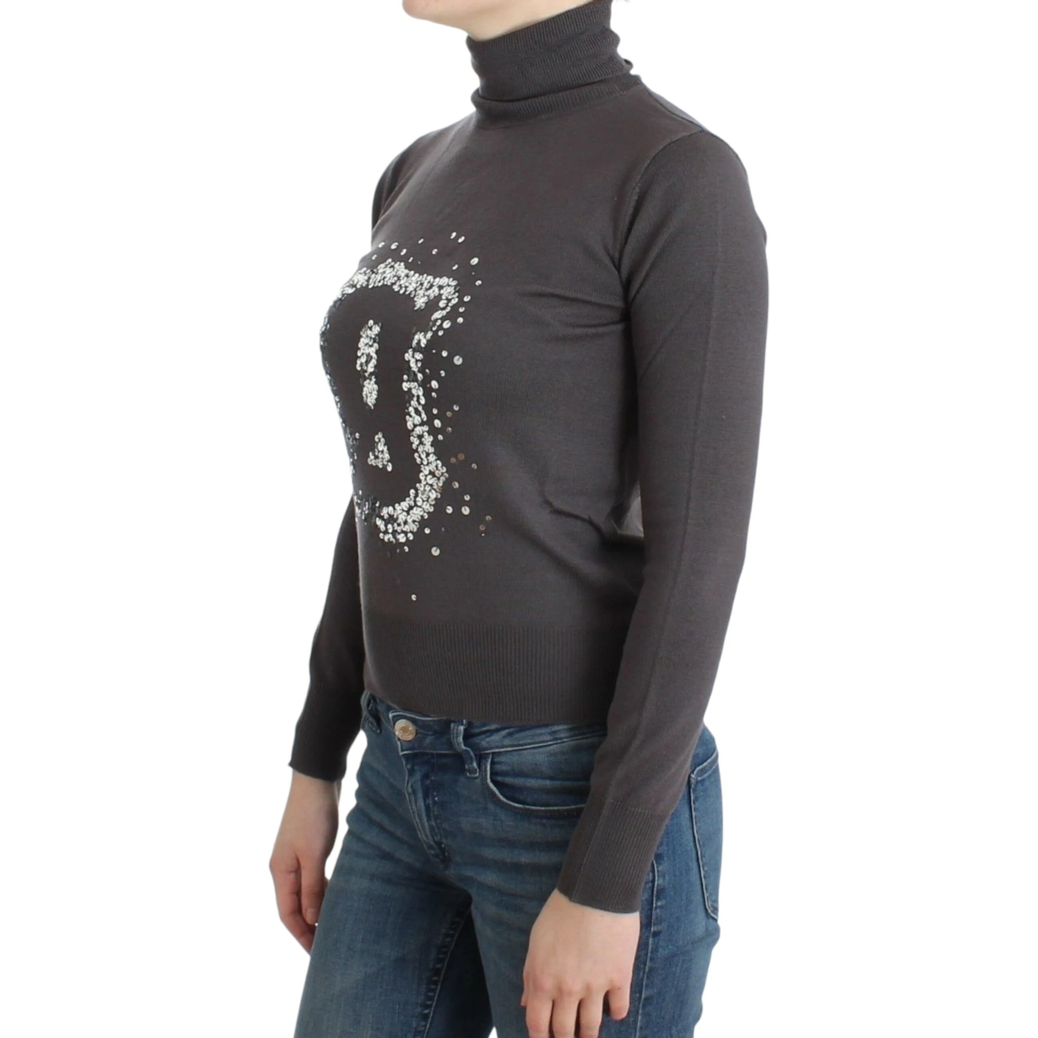 Brown turtleneck cotton sweater