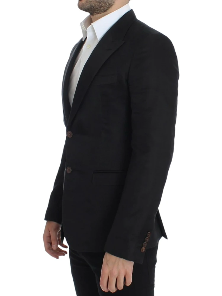Black silk slim fit blazer alternative