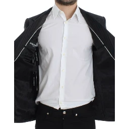Gray striped wool stretch blazer