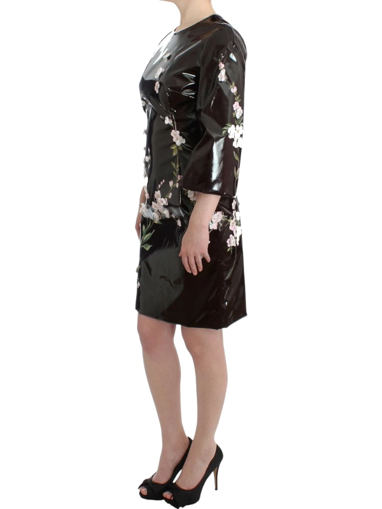 Black patent floral HANDPAINTED dress alternative
