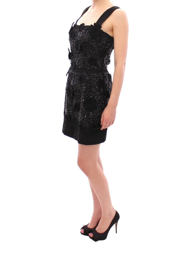 Black floral crystal embedded dress alternative