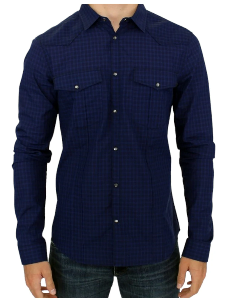 Blue checkered cotton shirt