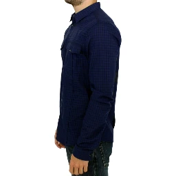 Blue checkered cotton shirt