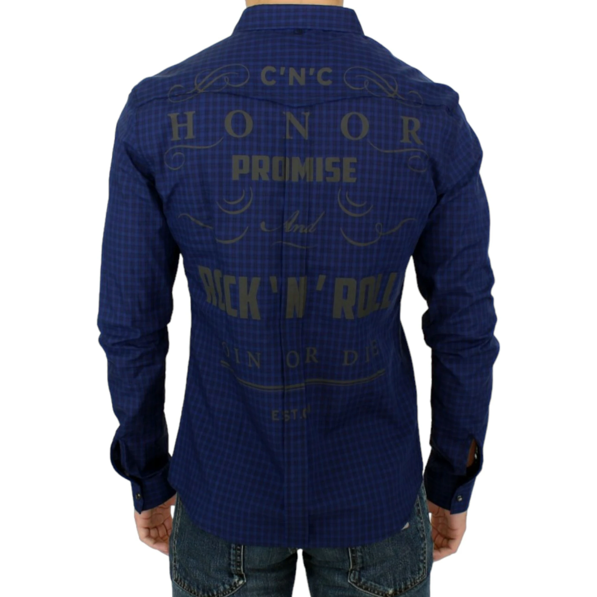 Blue checkered cotton shirt