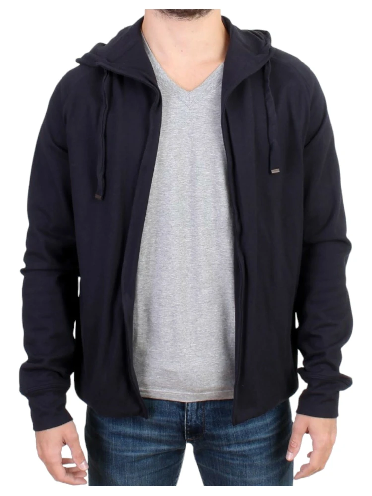 Blue hooded cotton sweater