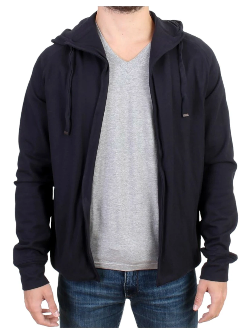 Blue hooded cotton sweater
