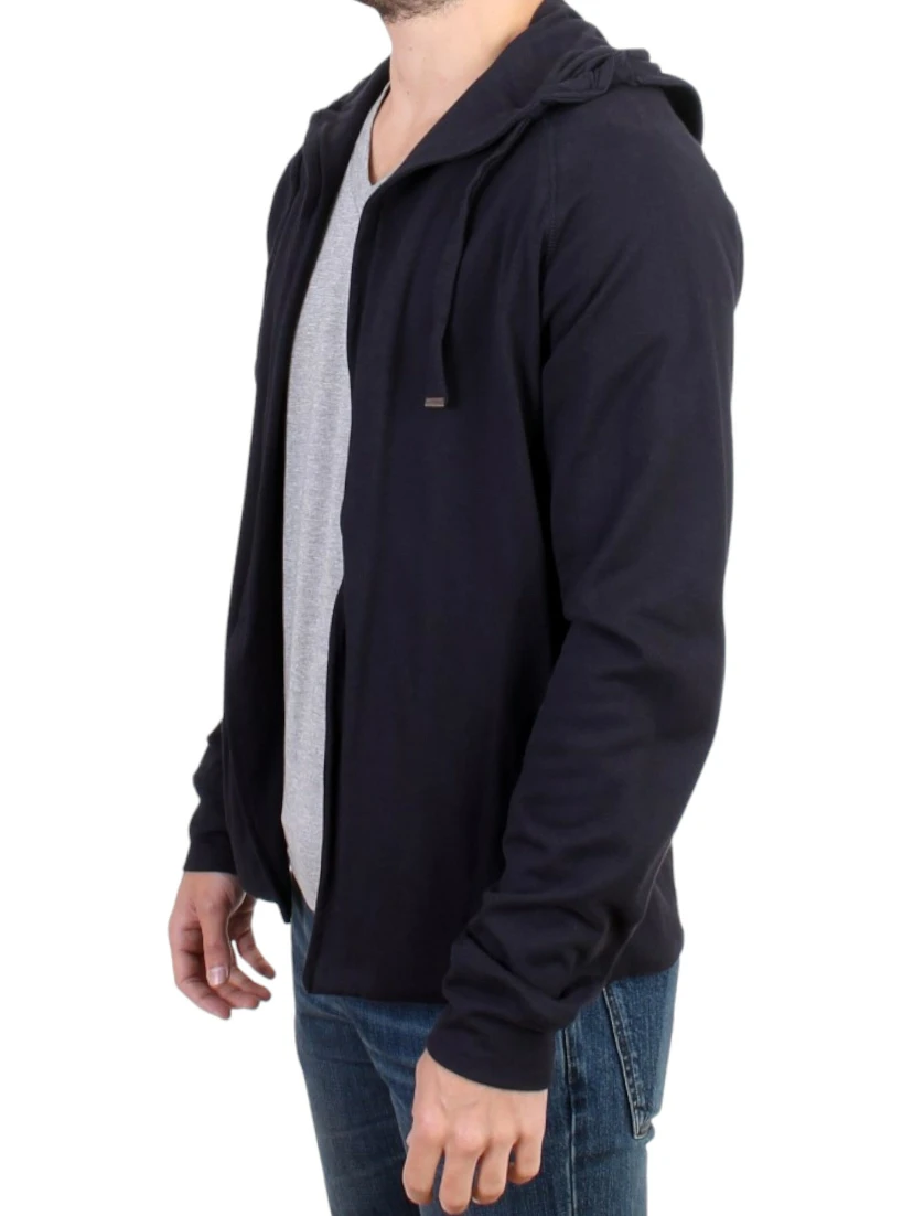 Blue hooded cotton sweater