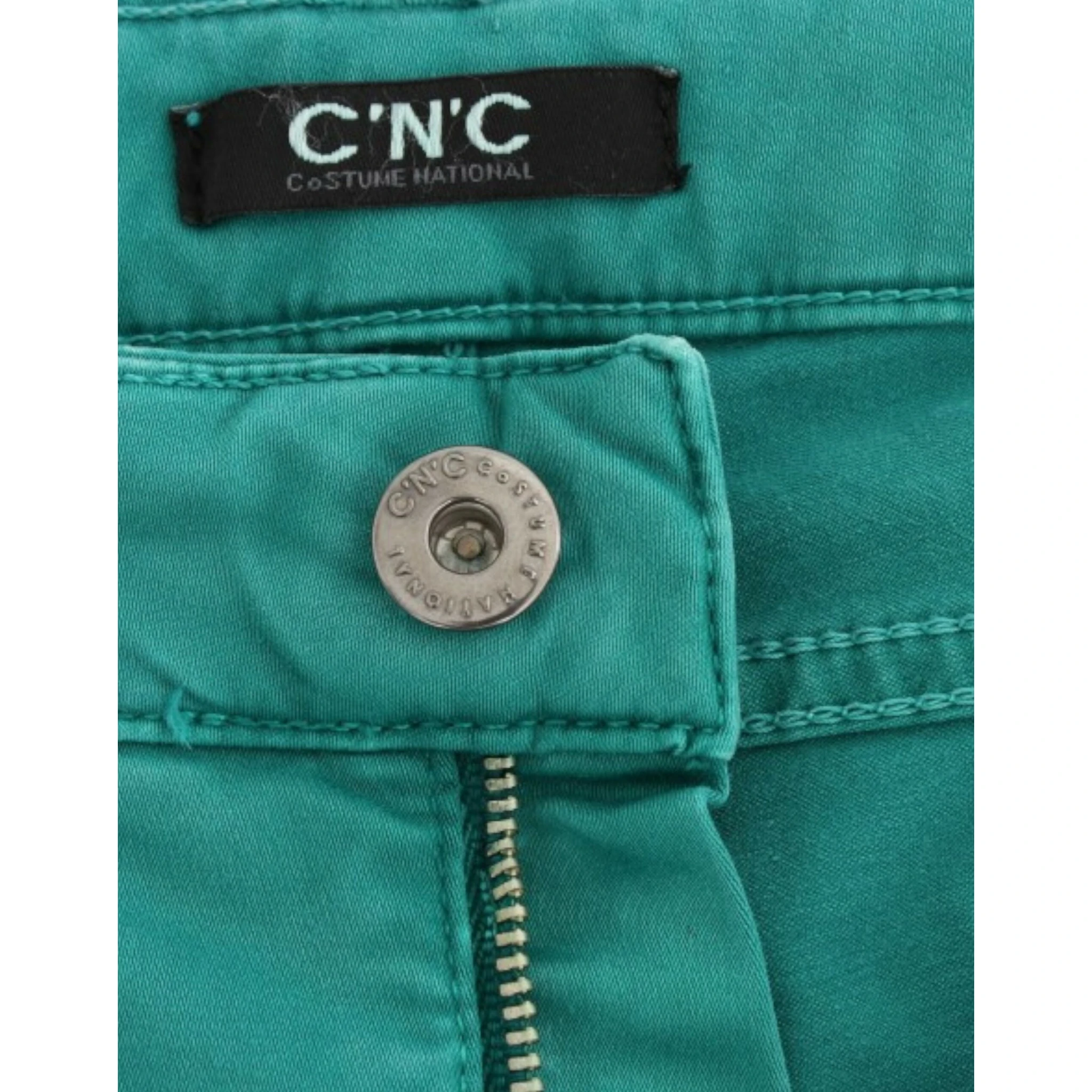 Green straight leg jeans