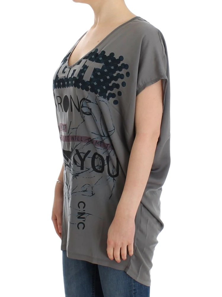 Gray V-neck long t-shirt alternative