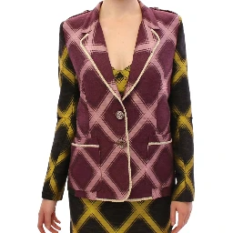 Purple checkered blazer jacket