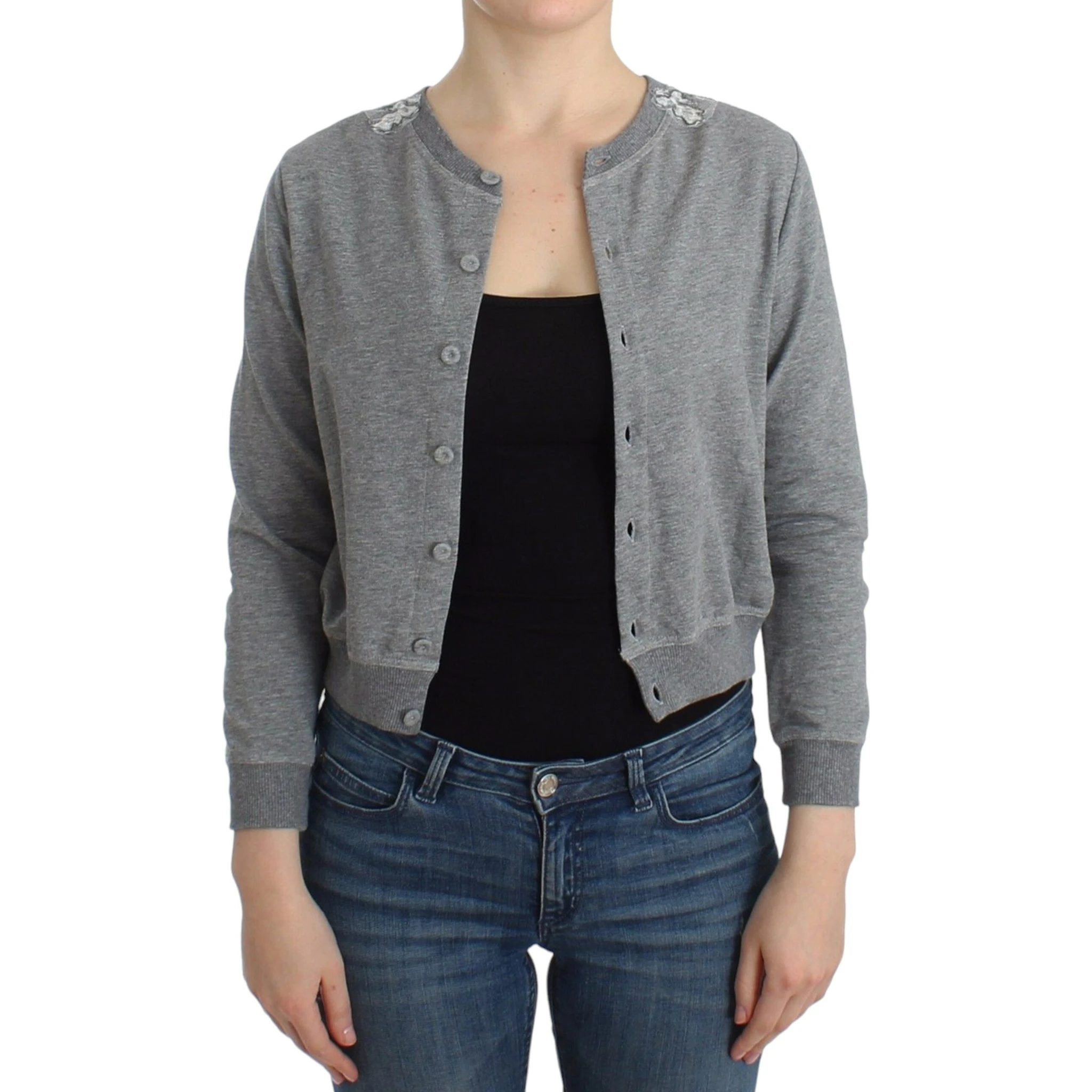 Lingerie Gray Lace Sweater Cardigan Top