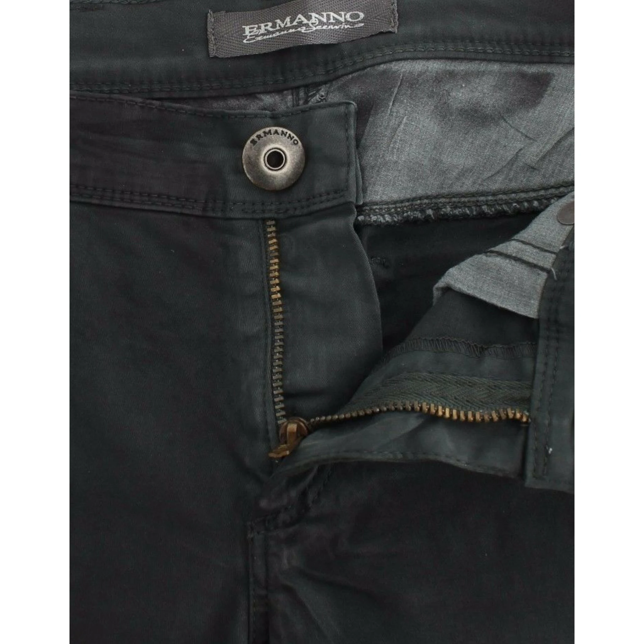 Green Slim Jeans Denim Pants Straight Leg Stretch