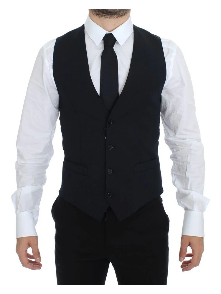 Blue Wool Formal Dress Vest Gilet