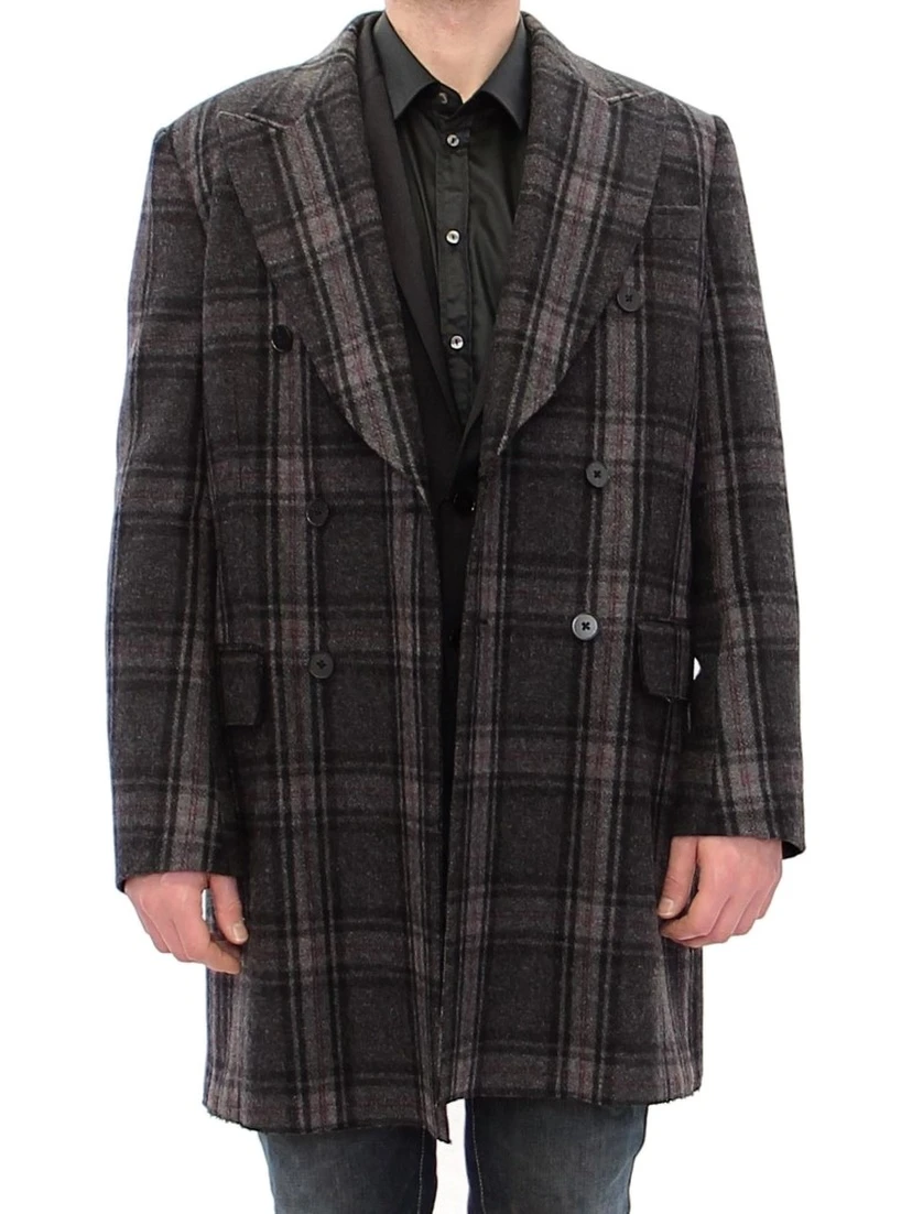 Gray Double Breasted Coat Jacket
