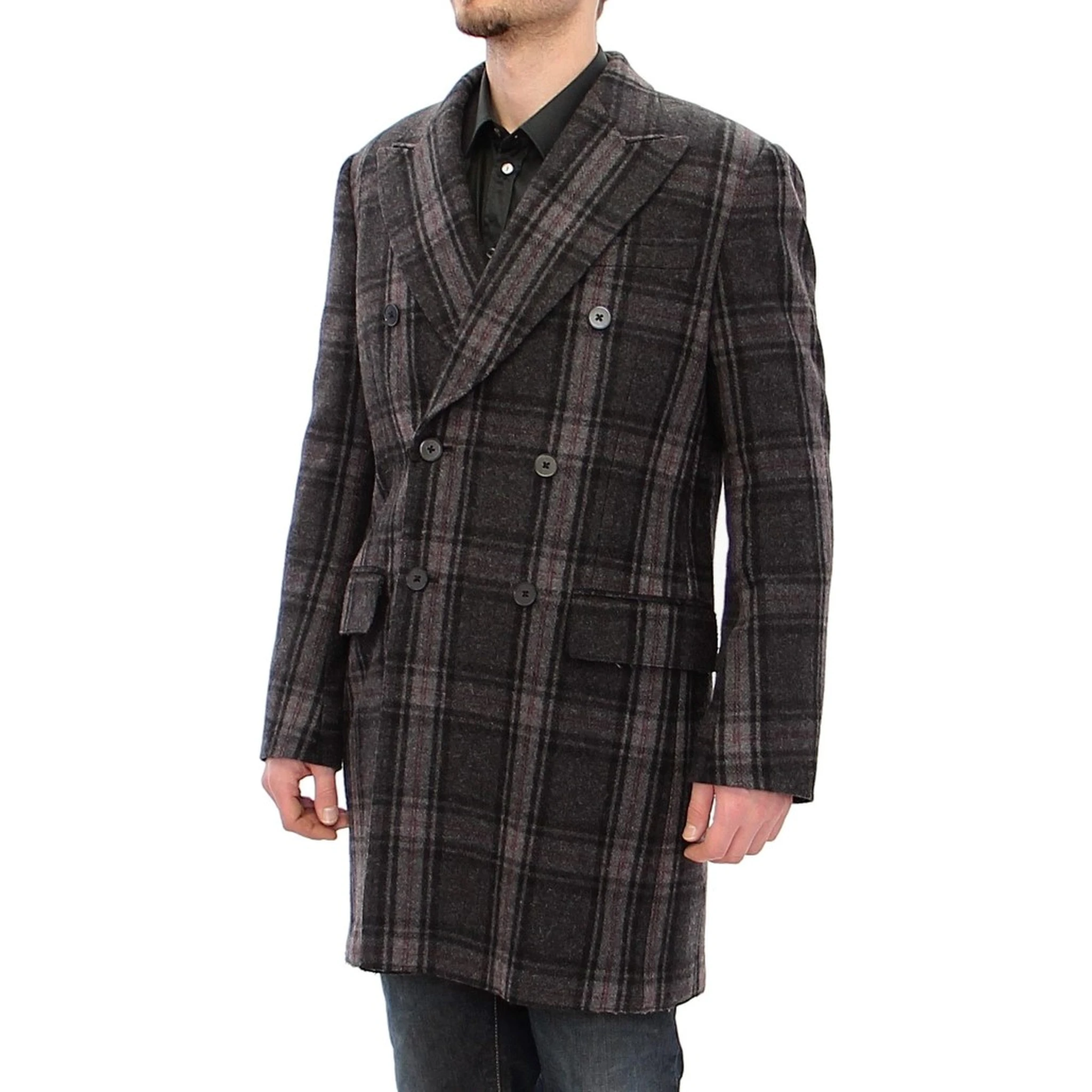 Gray Double Breasted Coat Jacket