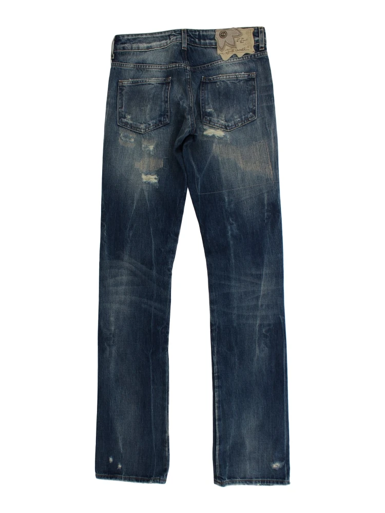 Blue Wash Torn Cotton Straight Fit Jeans alternative