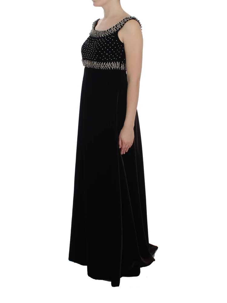Brown Velvet Crystal Sheath Gown Dress alternative