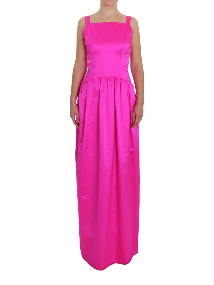 Pink Silk Long Sheath Ball Gown Dress