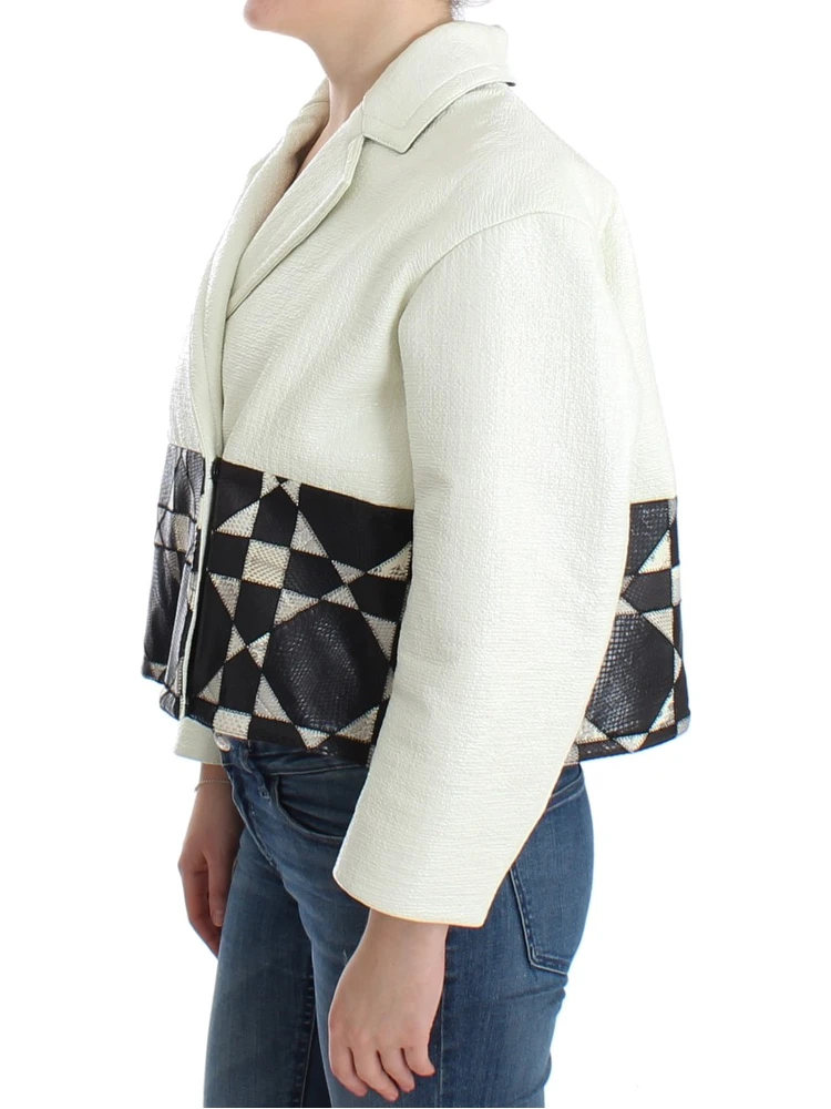 White Black Cropped Leather Jacket alternative