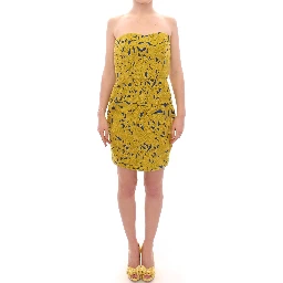 Blue Yellow Strapless Bubble Mini Shift Dress
