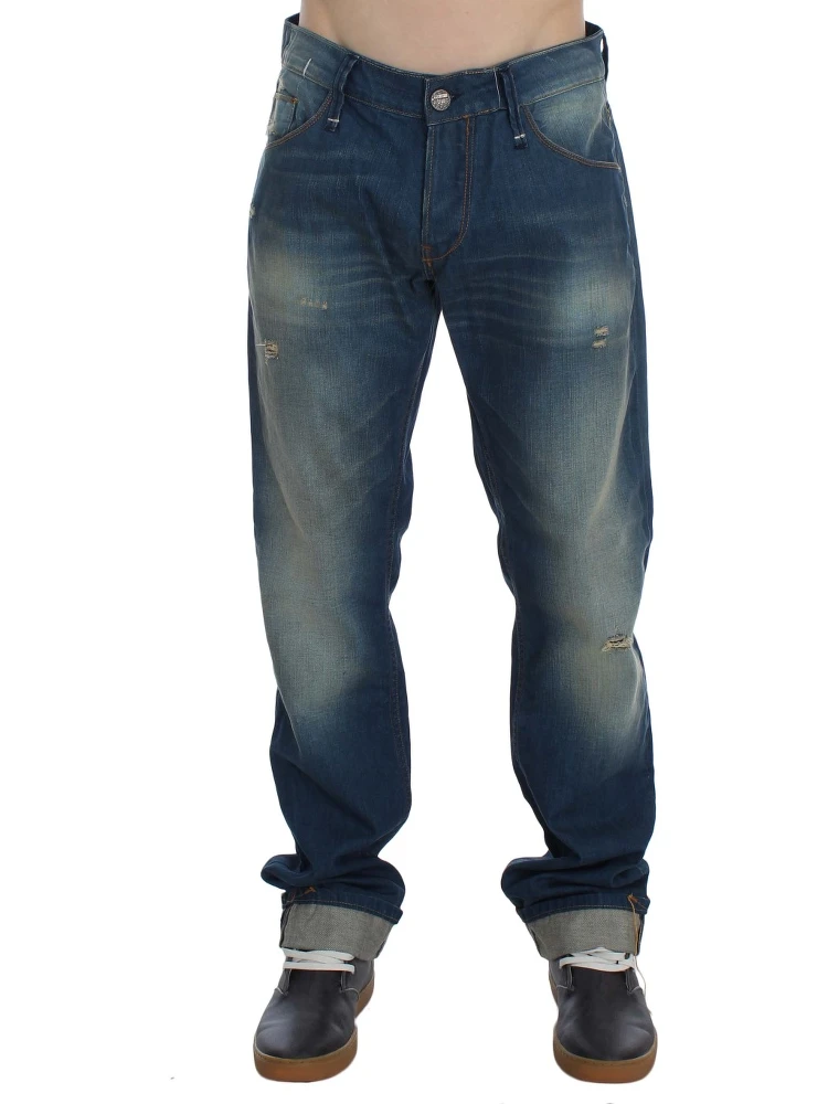 Blue Wash Denim Cotton Stretch Baggy Fit Jeans alternative