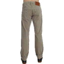 Beige Cotton Patchwork Jeans