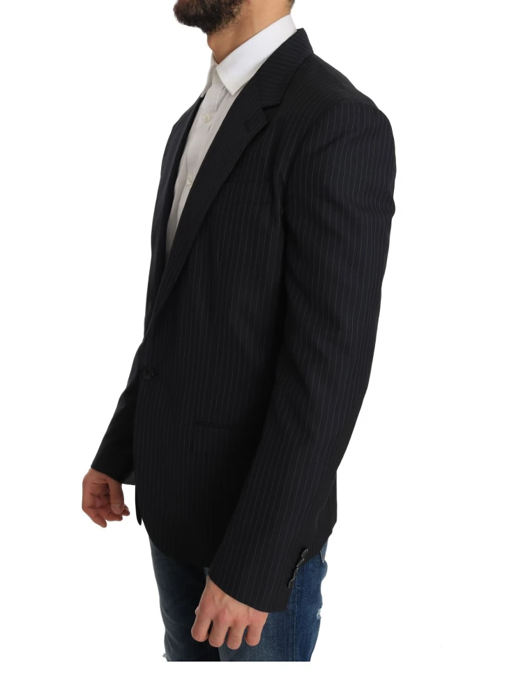 Gray Striped Wool Jacket Coat Slim Blazer alternative