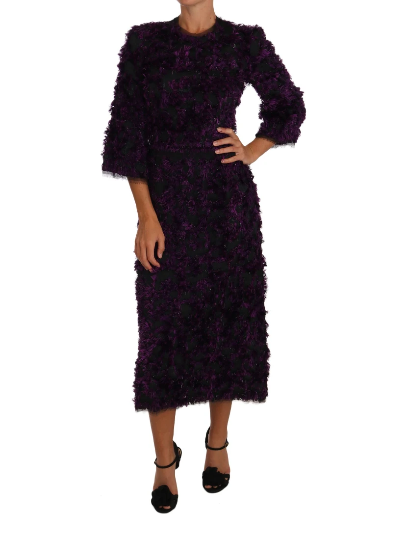 Purple Fringe Midi Sheath Dress