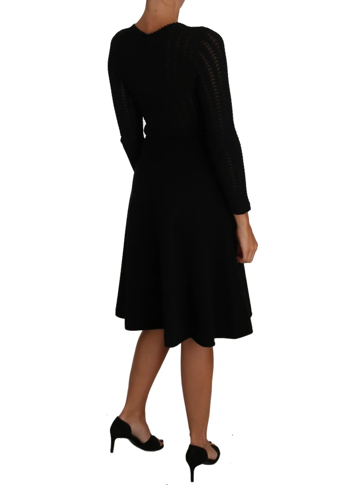 Black Knitted Wool Sheath Long Sleeves Dress alternative