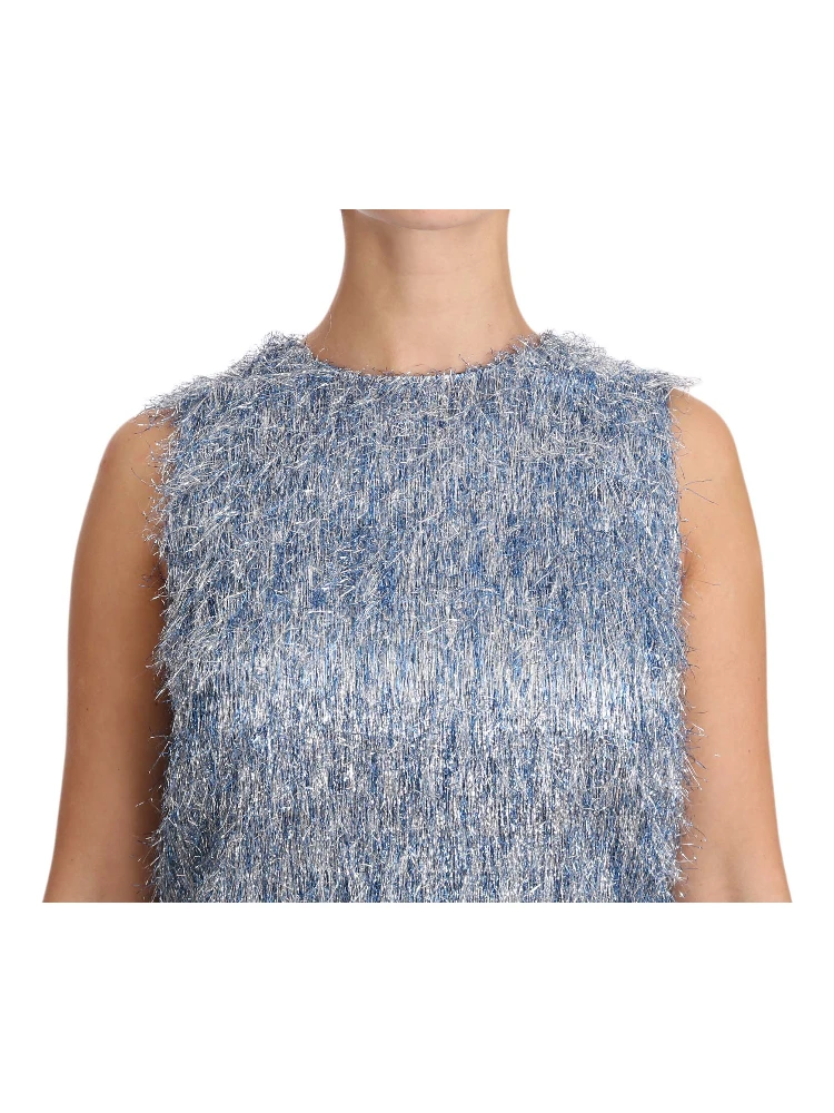 Light Blue Fringe Shift Gown Dress alternative