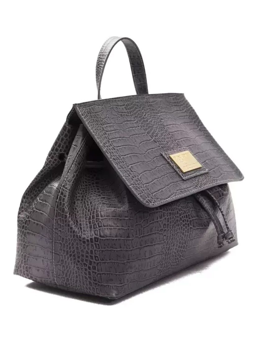 Gray Leather Shoulder Bag