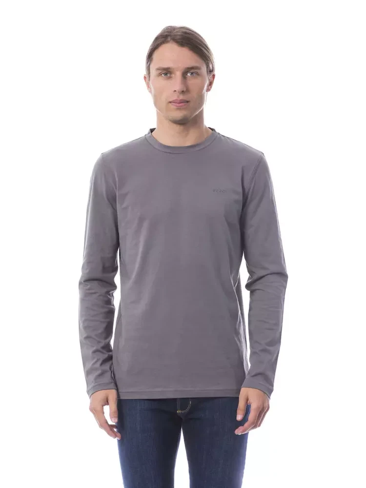 Gray Cotton Men's Long-Sleeve T-Shirt