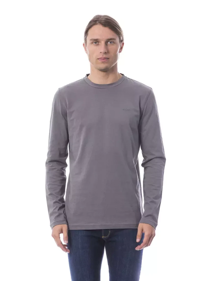 Gray Cotton Men's Long-Sleeve T-Shirt