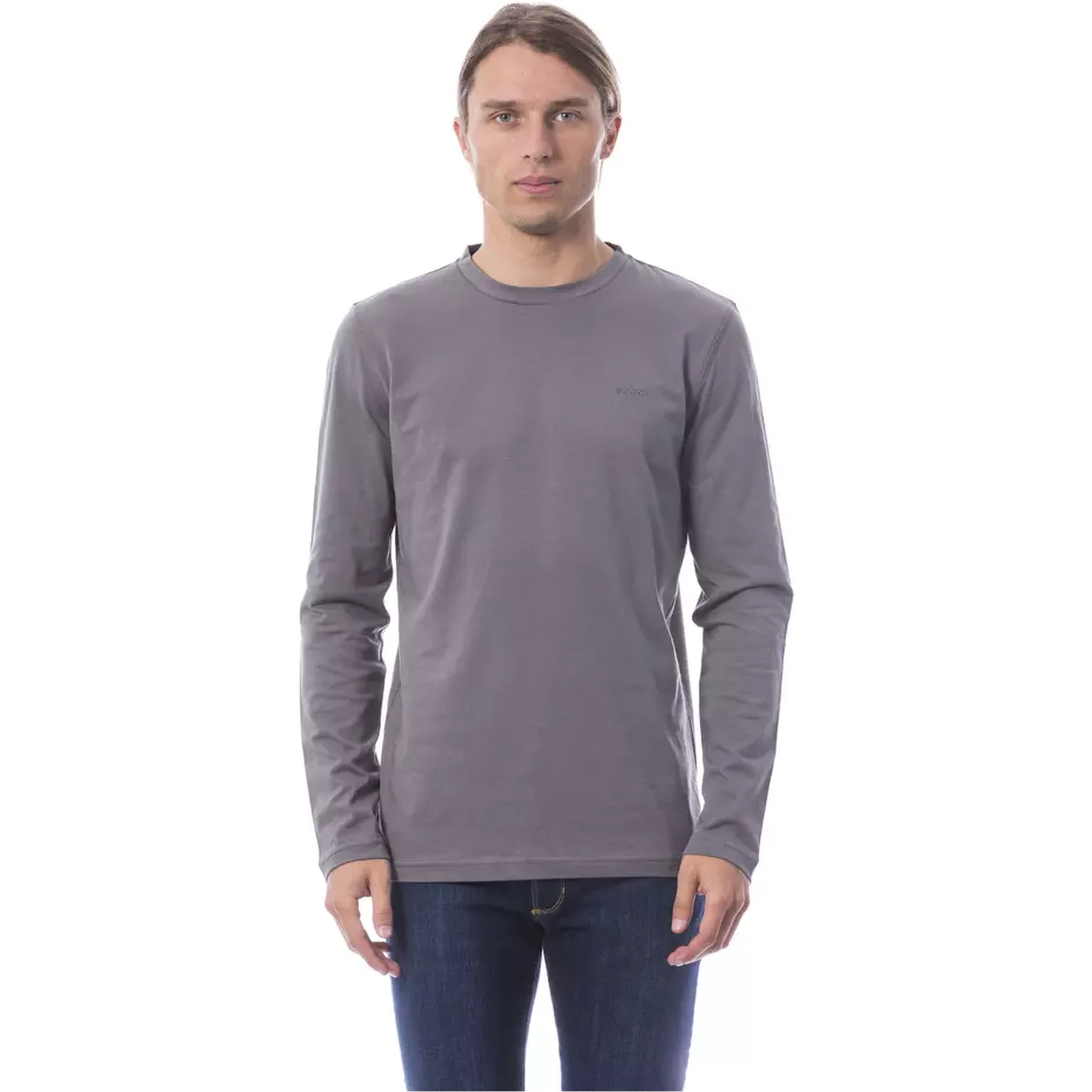 Gray Cotton Men's Long-Sleeve T-Shirt