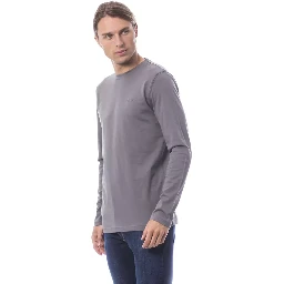 Gray Cotton Men's Long-Sleeve T-Shirt