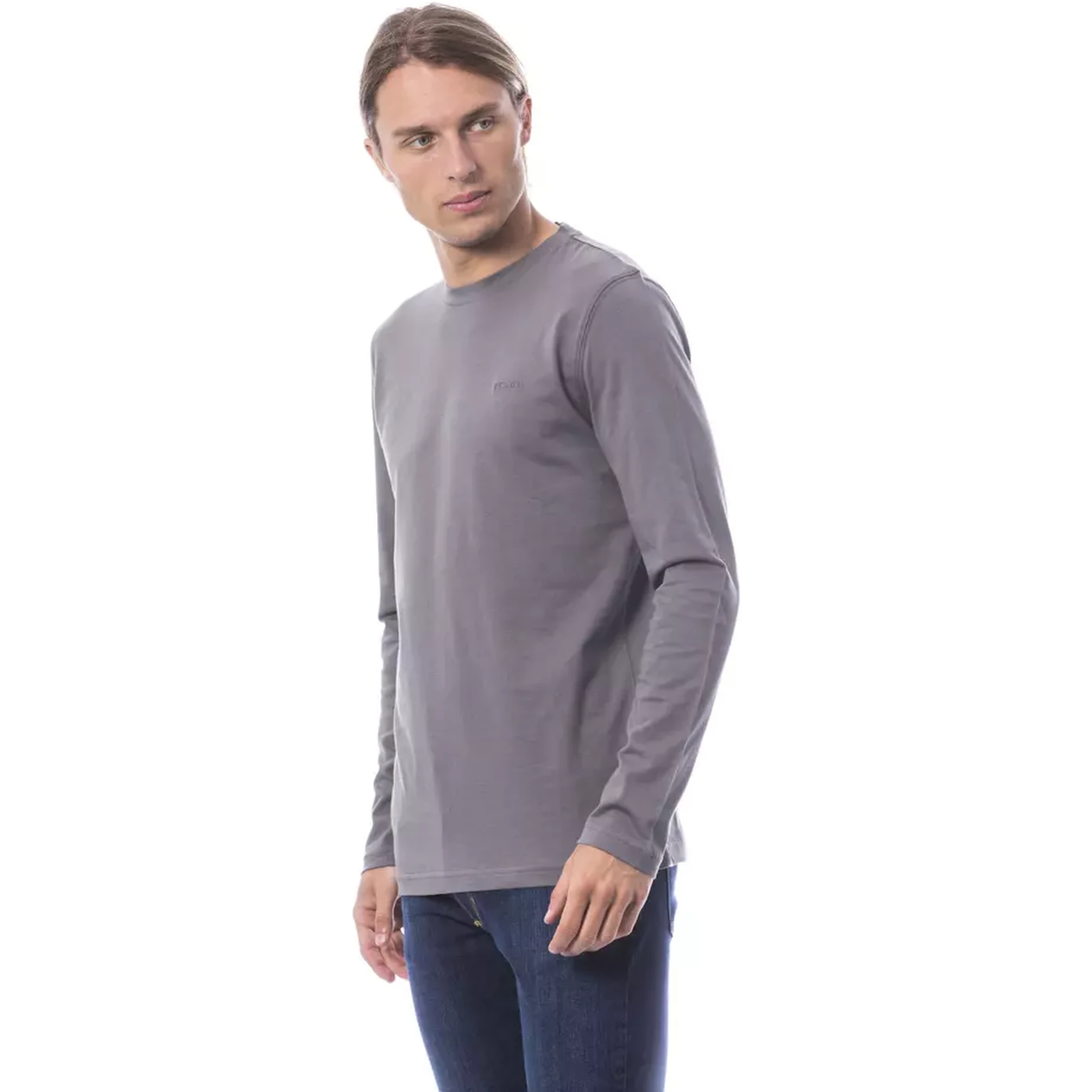 Gray Cotton Men's Long-Sleeve T-Shirt