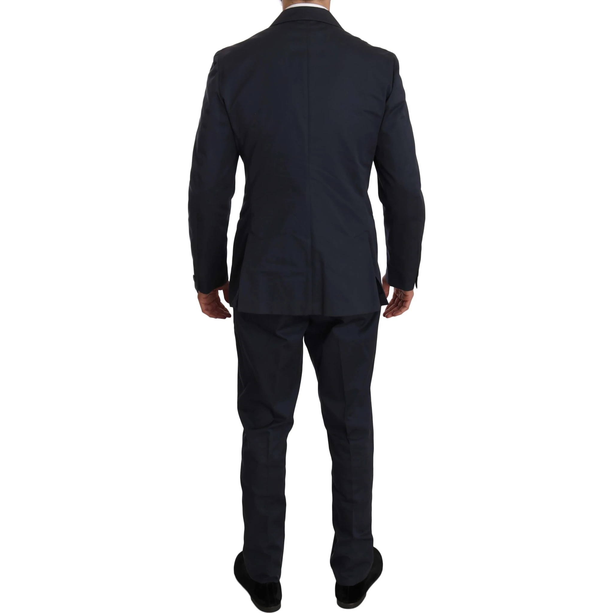 Two Piece 3 Button Cotton Blue Solid Suit