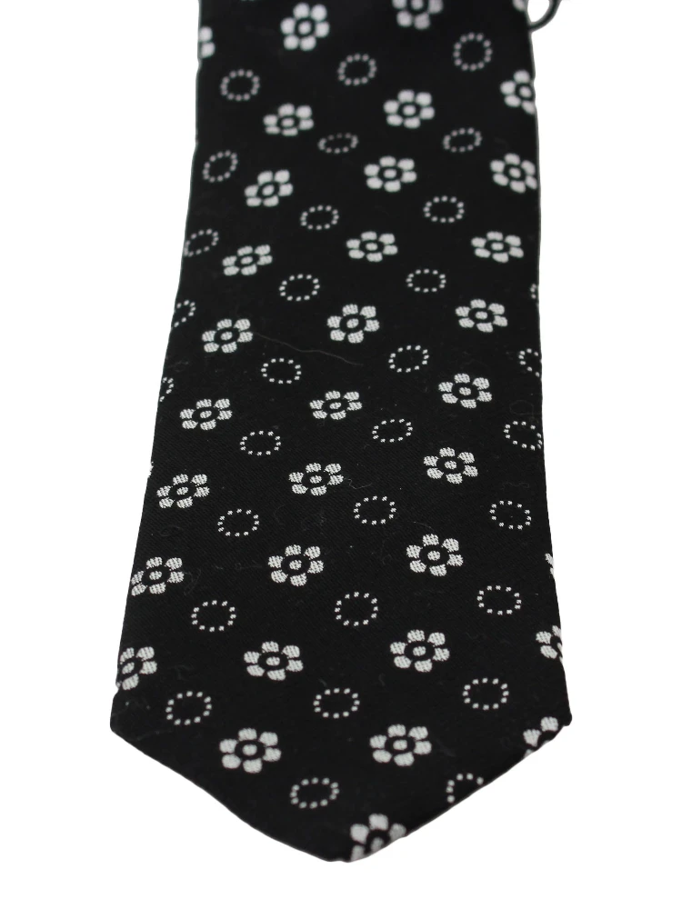 Elegant Black Floral Silk Necktie alternative