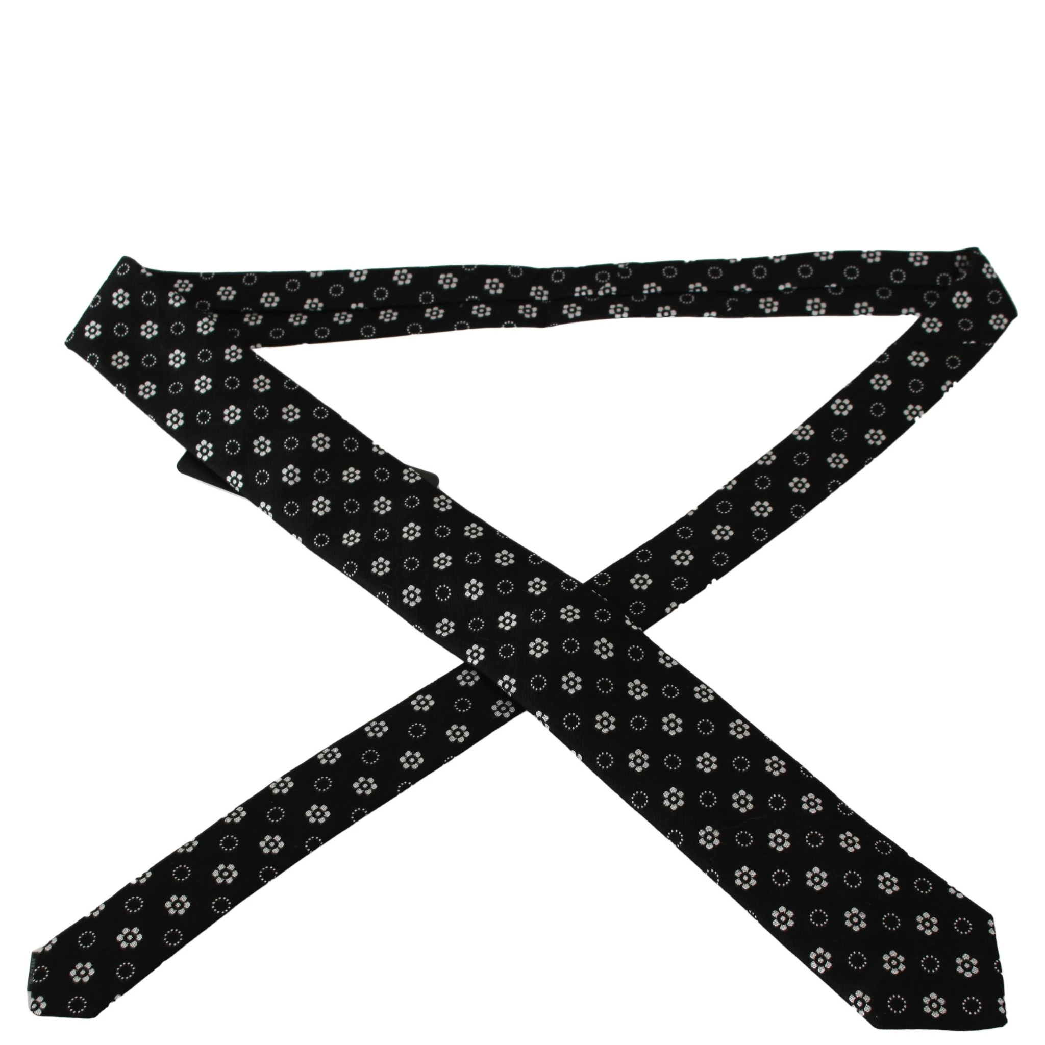 Elegant Black Floral Silk Necktie