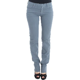 Blue Cotton Blend Slim Fit Bootcut Jeans