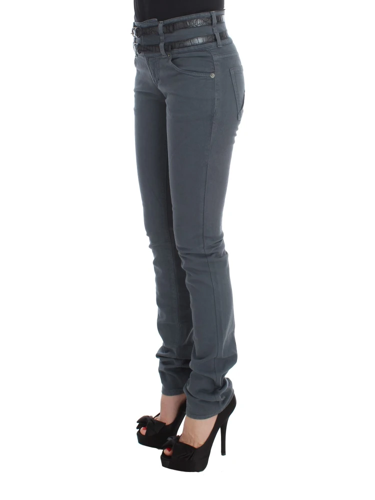 Blue Cotton Blend Slim Fit High Waist Jeans alternative