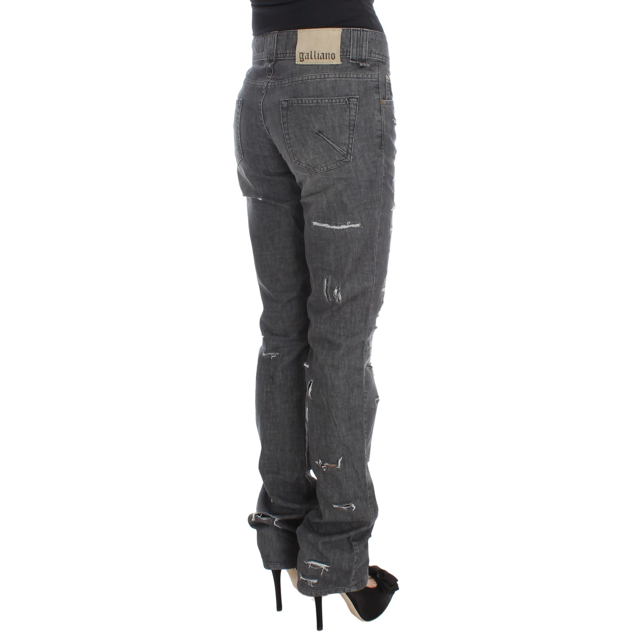 Gray Wash Cotton Torn Straight Fit Jeans