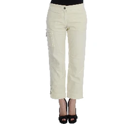 Beige Cotton Capri Cropped Cargo Pants