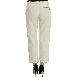 Beige Cotton Capri Cropped Cargo Pants