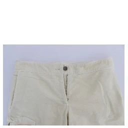 Beige Cotton Capri Cropped Cargo Pants