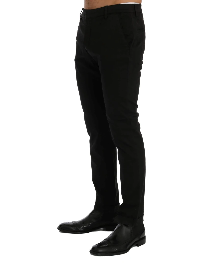 Black Slim Fit Cotton Stretch Pants